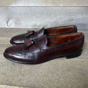 Allen Edmonds Manchester Mens 13 Burgundy Wingtip Shoes Tassel Loafer Office